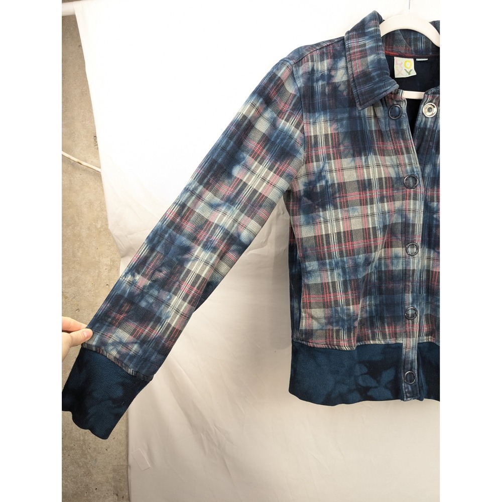 Roxy Plaid Tie Dye Snap Button Jacket Multicolor … - image 3